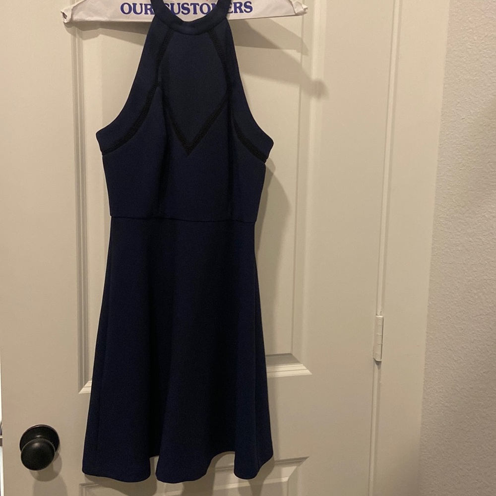 BCBG navy and black razorback dress